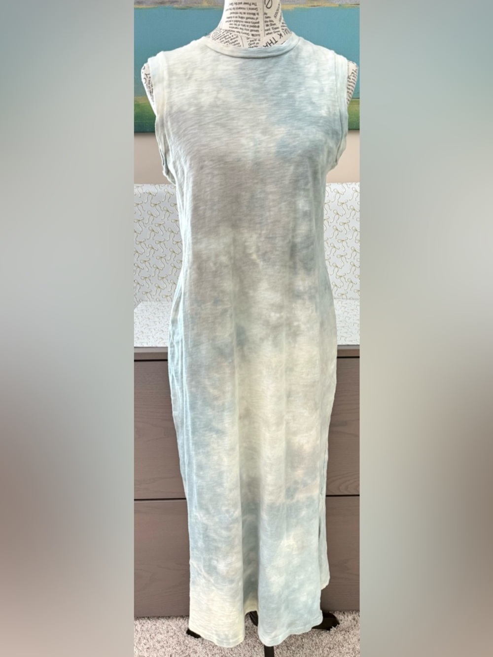 Women’s Universal Thread Tie Dye Maxi Dress Sleeveless Crew Neck  Grays Blues  M